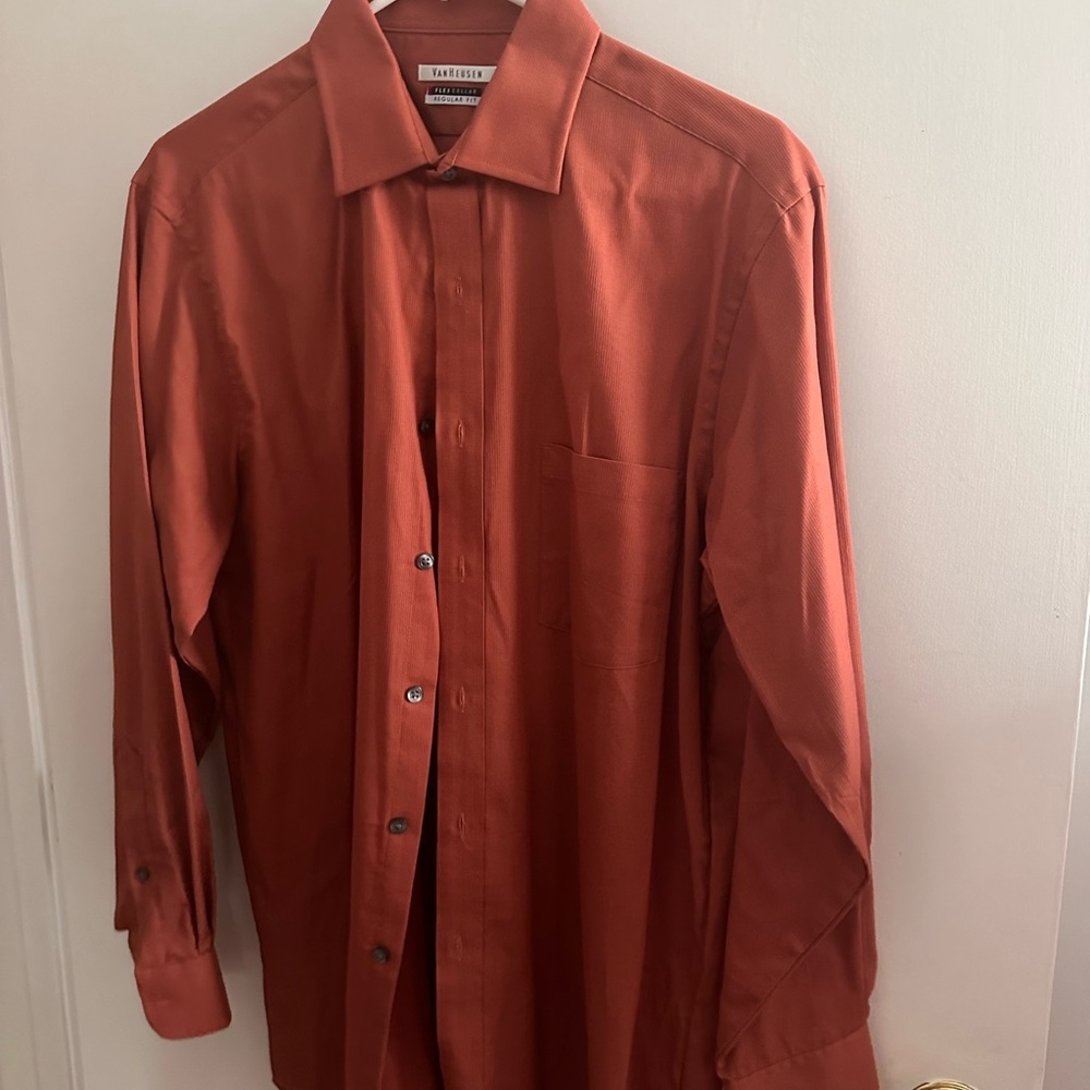 Van Heusen Men's Burnt Orange Button Down Shirt